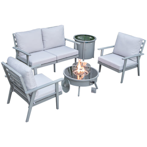 Walbrooke Aluminum Patio Conversation With Fire Pit Table & Tank Holder
