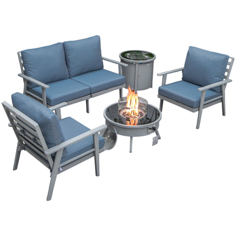 Walbrooke Aluminum Patio Conversation With Fire Pit Table & Tank Holder