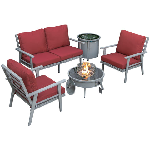 Walbrooke Aluminum Patio Conversation With Fire Pit Table & Tank Holder