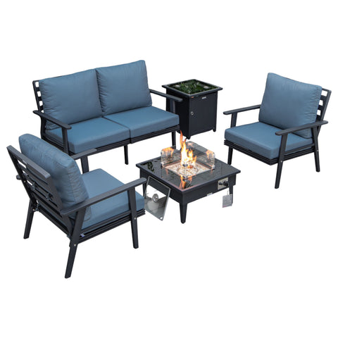 Walbrooke Aluminum Patio Conversation With Fire Pit Table & Tank Holder