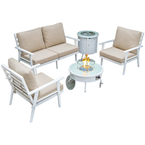 Walbrooke Aluminum Patio Conversation With Fire Pit Table & Tank Holder