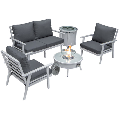 Walbrooke Aluminum Patio Conversation With Fire Pit Table & Tank Holder