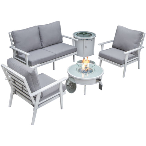 Walbrooke Aluminum Patio Conversation With Fire Pit Table & Tank Holder