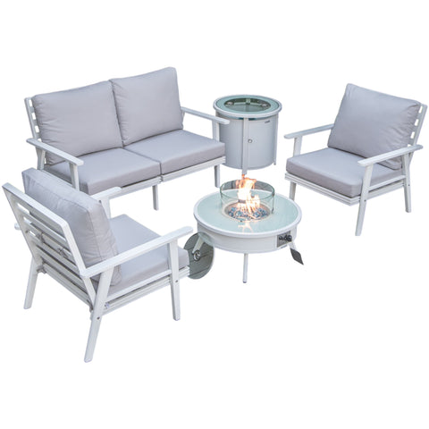 Walbrooke Aluminum Patio Conversation With Fire Pit Table & Tank Holder
