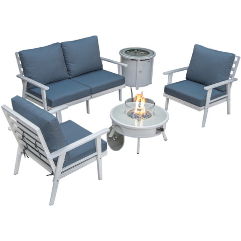 Walbrooke Aluminum Patio Conversation With Fire Pit Table & Tank Holder