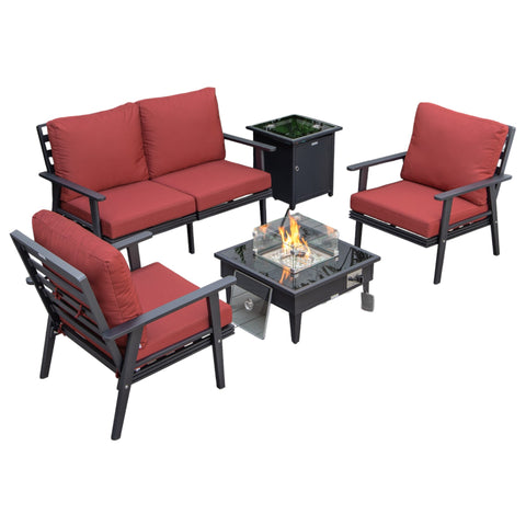 Walbrooke Aluminum Patio Conversation With Fire Pit Table & Tank Holder