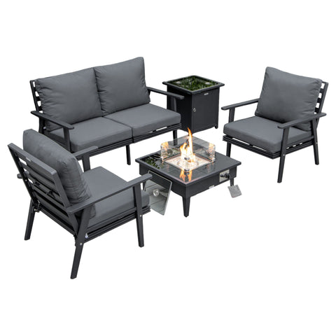 Walbrooke Aluminum Patio Conversation With Fire Pit Table & Tank Holder