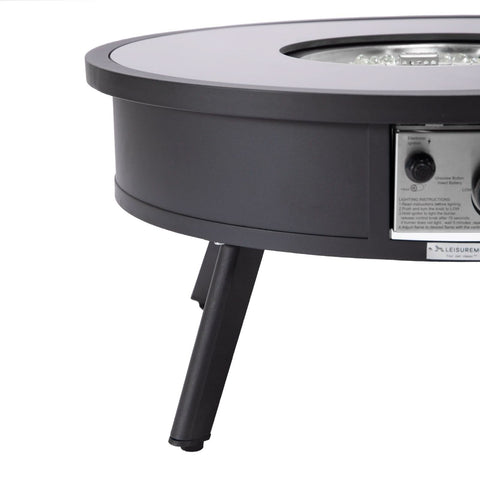 Walbrooke Modern Outdoor Round Fire Pit Table with Powder-Coated Aliuminum Frame and Slats/Non Slats Design