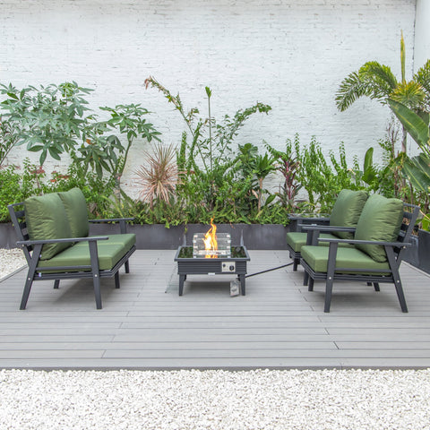 Walbrooke Aluminum Patio Conversation With Slats Design Fire Pit Table & Tank Holder