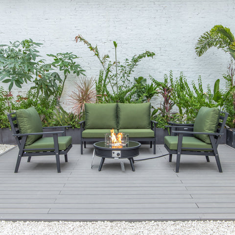 Walbrooke Aluminum Patio Conversation With Slats Design Fire Pit Table & Tank Holder