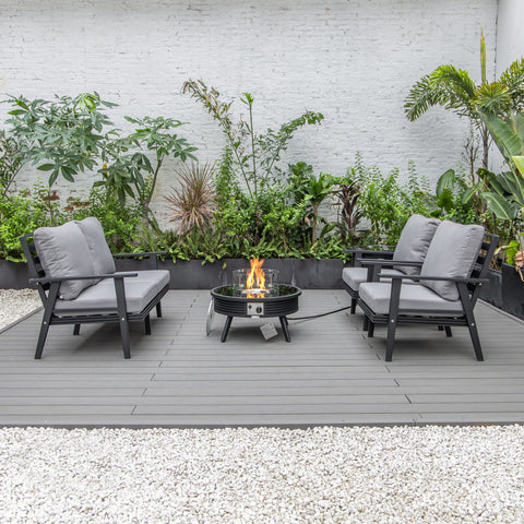 Walbrooke Aluminum Patio Conversation With Slats Design Fire Pit Table & Tank Holder