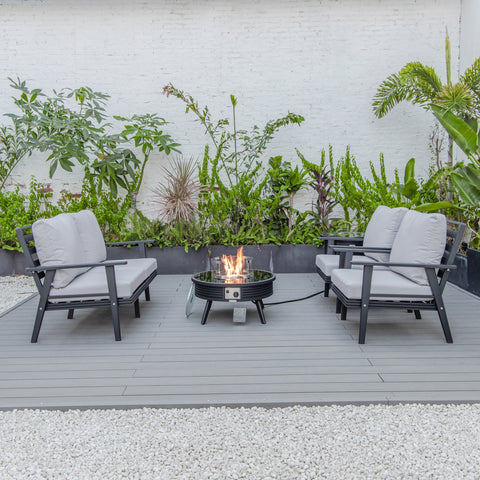 Walbrooke Aluminum Patio Conversation With Slats Design Fire Pit Table & Tank Holder