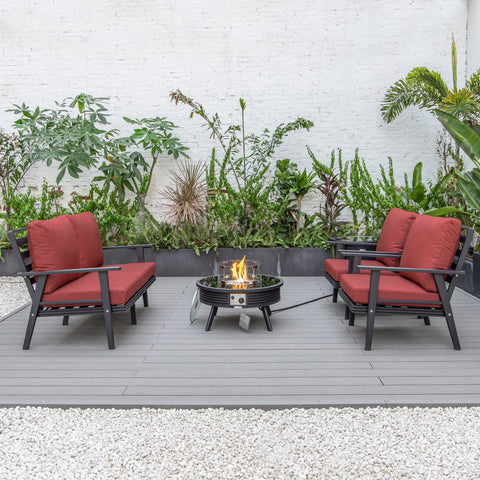 Walbrooke Aluminum Patio Conversation With Slats Design Fire Pit Table & Tank Holder
