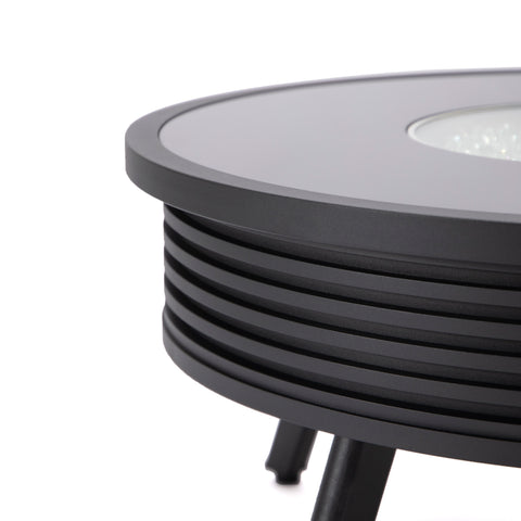Walbrooke Modern Outdoor Round Fire Pit Table with Powder-Coated Aliuminum Frame and Slats/Non Slats Design