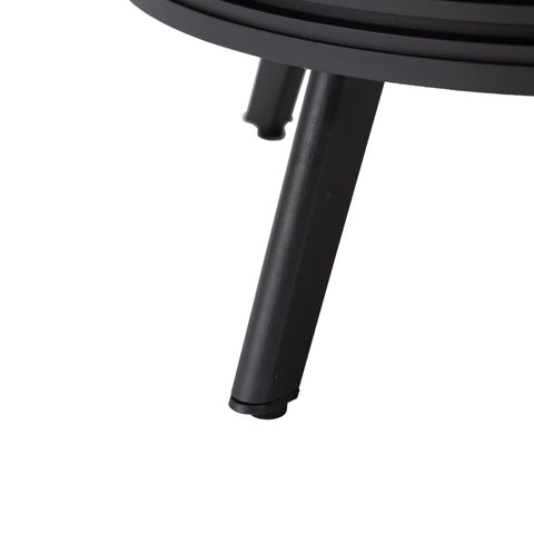 Walbrooke Modern Outdoor Round Fire Pit Table with Powder-Coated Aliuminum Frame and Slats/Non Slats Design