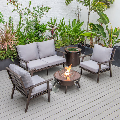Walbrooke Aluminum Patio Conversation With Fire Pit Table & Tank Holder