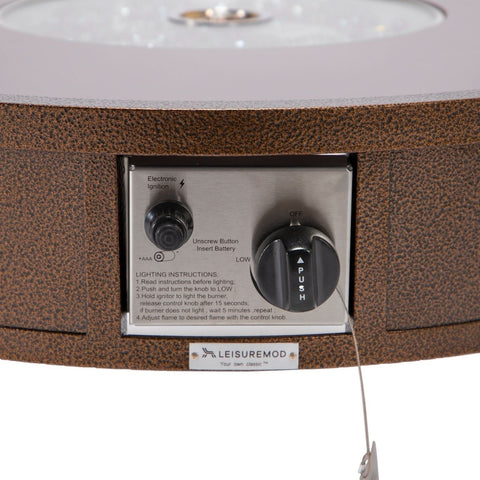 Walbrooke Modern Outdoor Round Fire Pit Table with Powder-Coated Aliuminum Frame and Slats/Non Slats Design