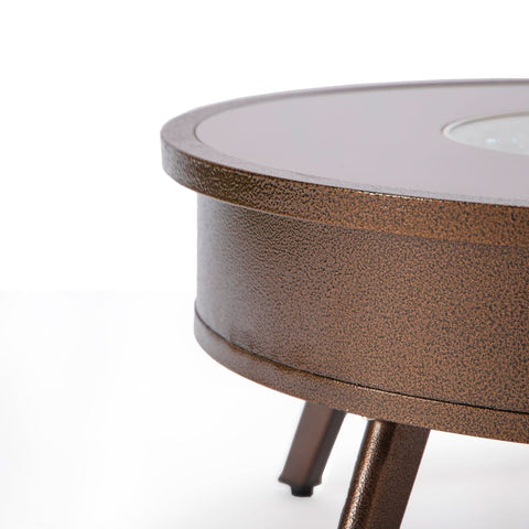Walbrooke Modern Outdoor Round Fire Pit Table with Powder-Coated Aliuminum Frame and Slats/Non Slats Design