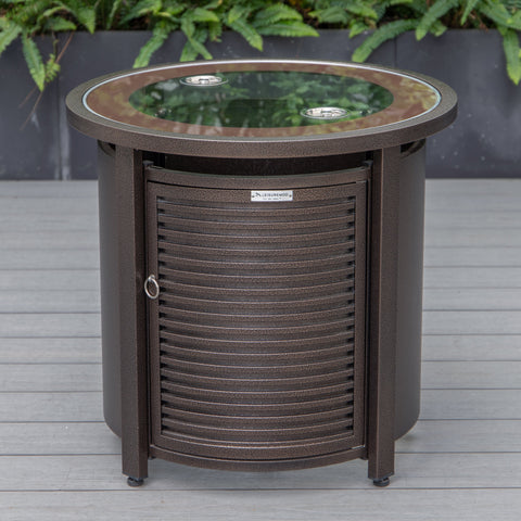 Walbrooke Aluminum Patio Conversation With Slats Design Fire Pit Table & Tank Holder