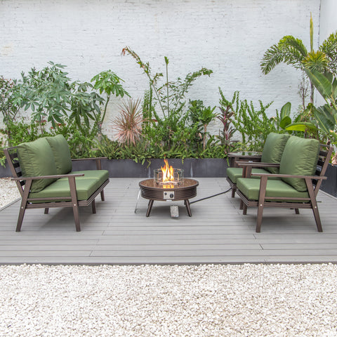 Walbrooke Aluminum Patio Conversation With Slats Design Fire Pit Table & Tank Holder