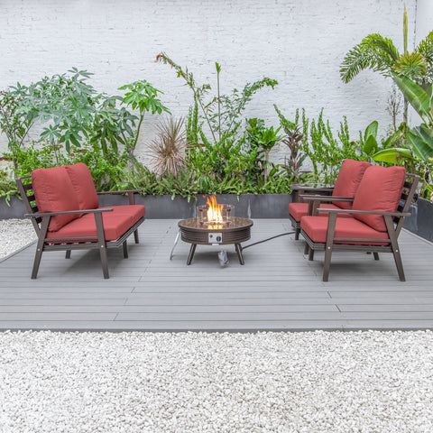 Walbrooke Aluminum Patio Conversation With Slats Design Fire Pit Table & Tank Holder
