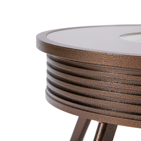 Walbrooke Modern Outdoor Round Fire Pit Table with Powder-Coated Aliuminum Frame and Slats/Non Slats Design
