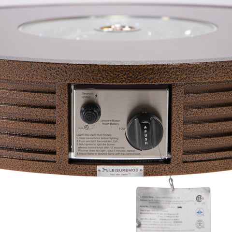Walbrooke Modern Outdoor Round Fire Pit Table with Powder-Coated Aliuminum Frame and Slats/Non Slats Design