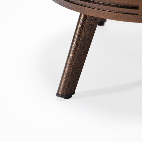 Walbrooke Modern Outdoor Round Fire Pit Table with Powder-Coated Aliuminum Frame and Slats/Non Slats Design