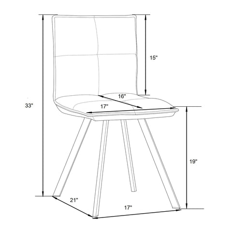 Wesley Modern Leather Dining Chair With Metal Legs Set of 4