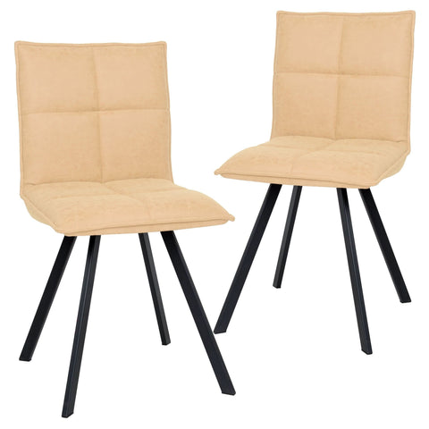 Wesley Modern Leather Dining Chair With Metal Legs Set of 2