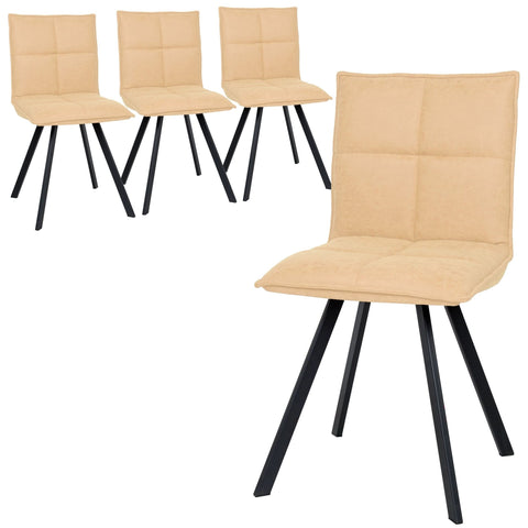 Wesley Modern Leather Dining Chair With Metal Legs Set of 4