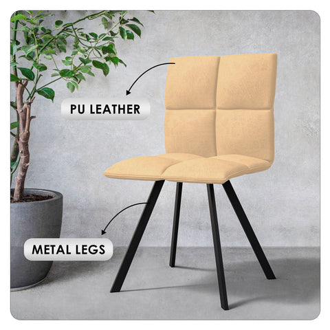 Wesley Modern Leather Dining Chair With Metal Legs Set of 4