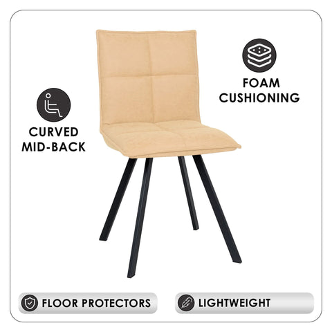 Wesley Modern Leather Dining Chair With Metal Legs Set of 4