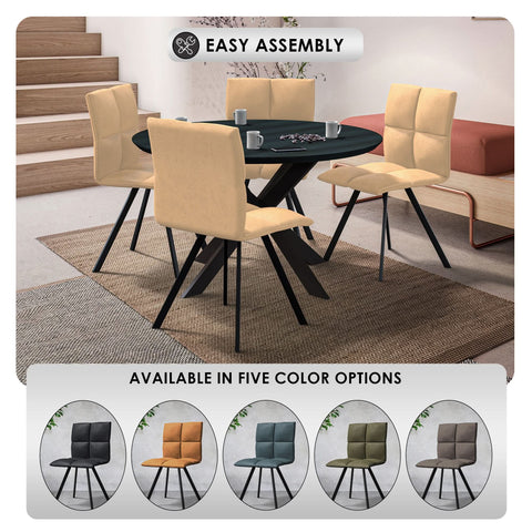 Wesley Modern Leather Dining Chair With Metal Legs Set of 4