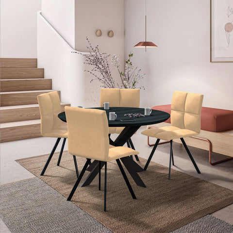 Wesley Modern Leather Dining Chair With Metal Legs Set of 4