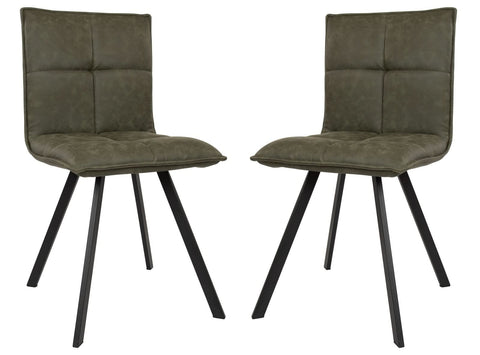 Wesley Modern Leather Dining Chair With Metal Legs Set of 2