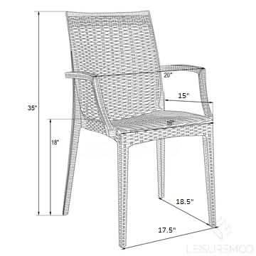 Weave Mace Indoor/Outdoor Chair (With Arms) White Leisuremod