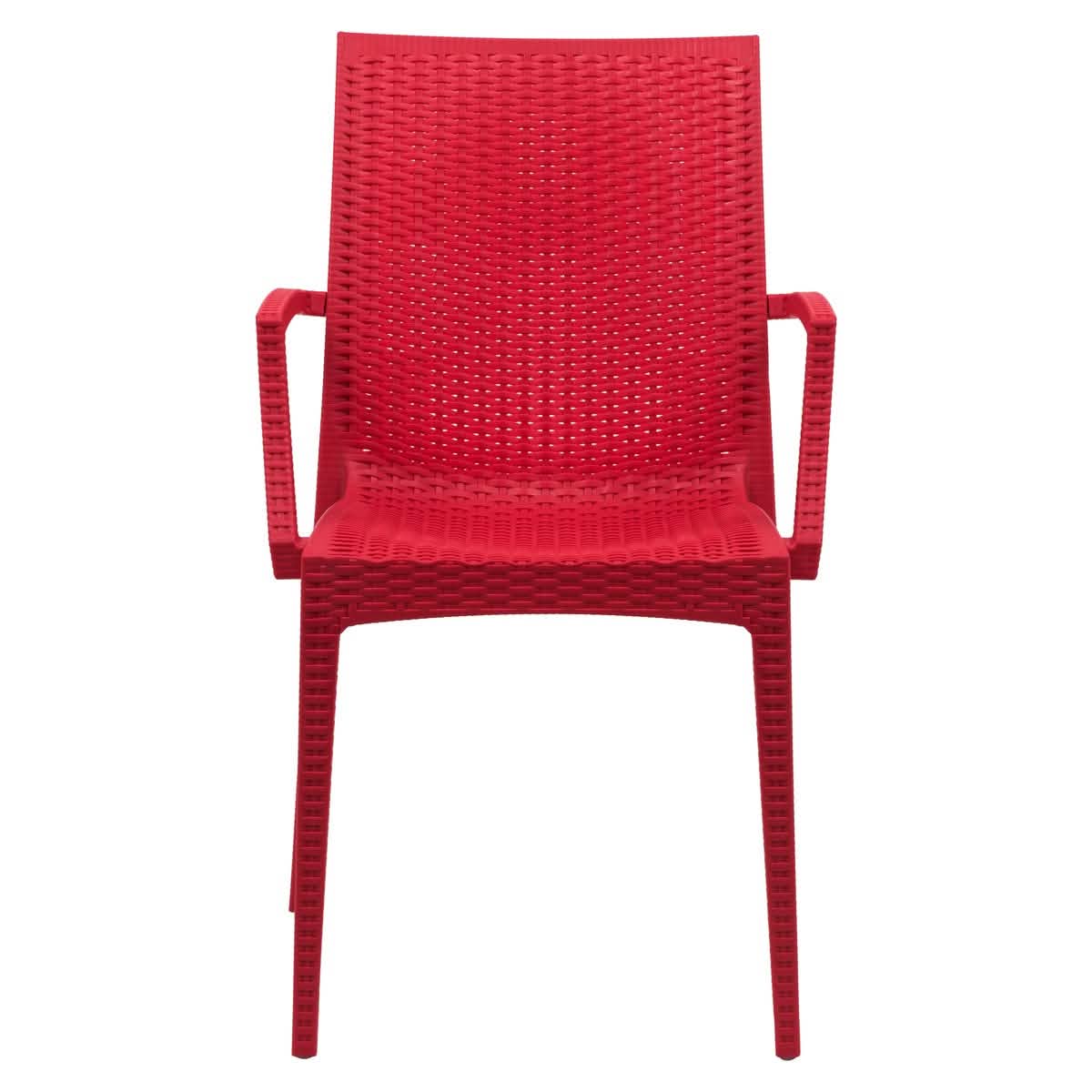 Weave Mace Indoor/Outdoor Chair (With Arms) White Leisuremod