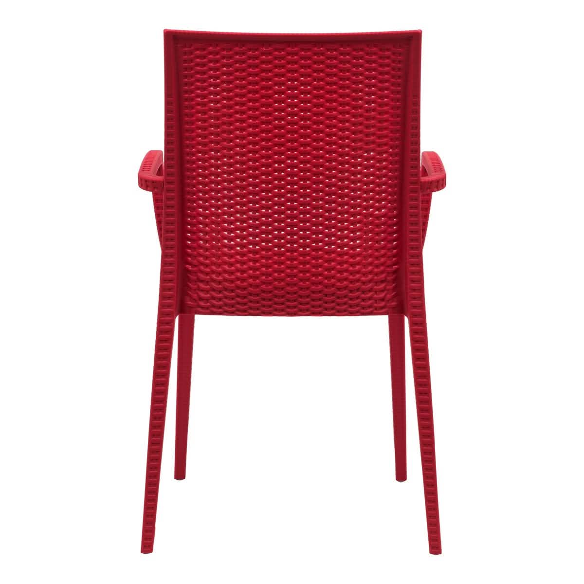 Weave Mace Indoor/Outdoor Chair (With Arms) White Leisuremod