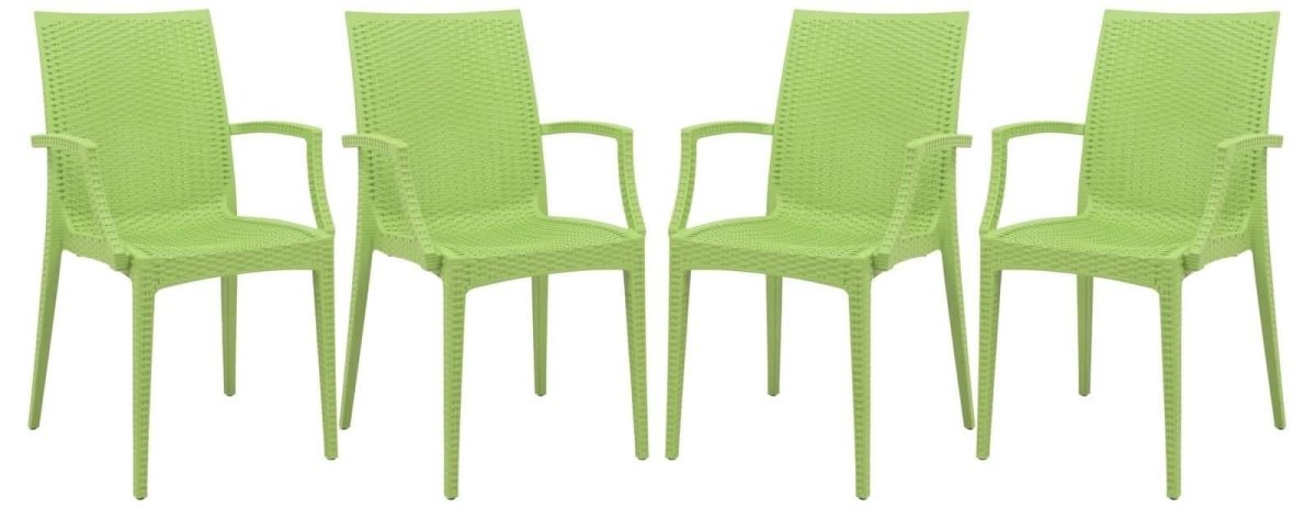 Weave Mace Indoor/Outdoor Chair (With Arms) Green Leisuremod