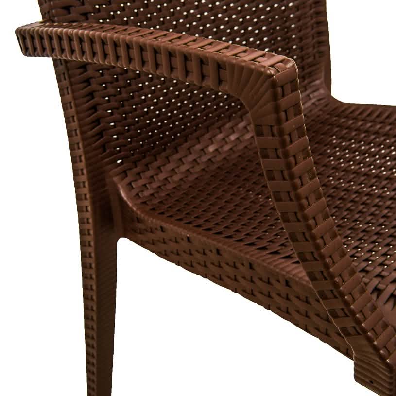 Weave Mace Indoor/Outdoor Chair (With Arms) White Leisuremod
