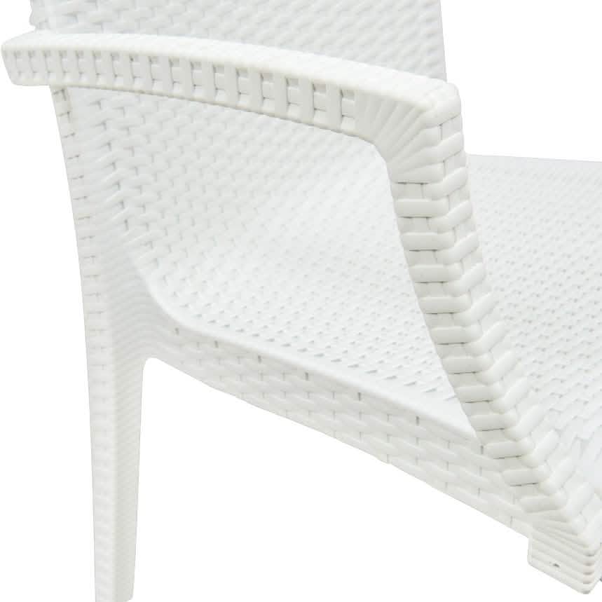 Weave Mace Indoor/Outdoor Chair (With Arms) White Leisuremod