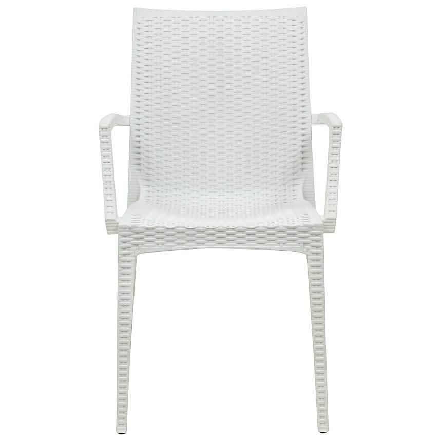 Weave Mace Indoor/Outdoor Chair (With Arms) White Leisuremod