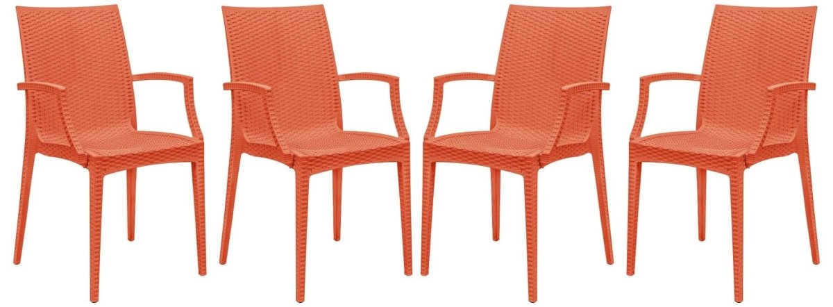 Weave Mace Indoor/Outdoor Chair (With Arms) Orange Leisuremod