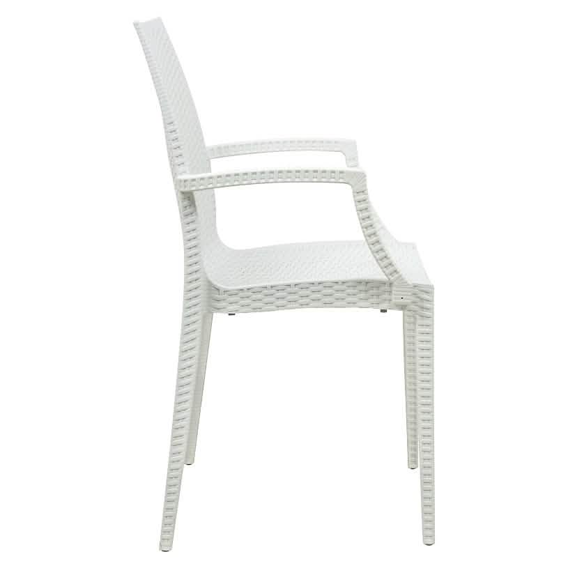 Weave Mace Indoor/Outdoor Chair (With Arms) White Leisuremod