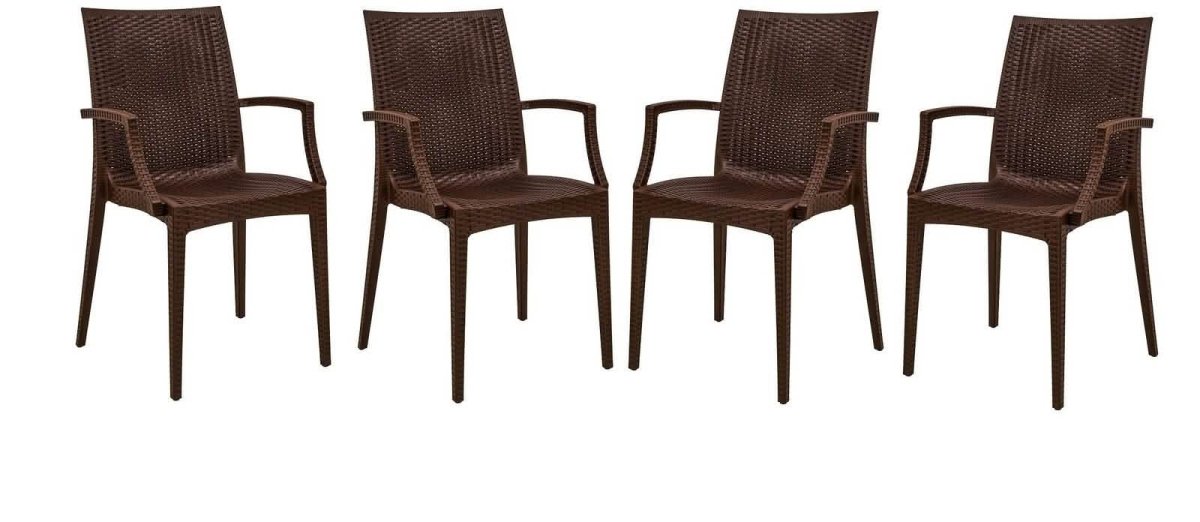 Weave Mace Indoor/Outdoor Chair (With Arms) Brown Leisuremod