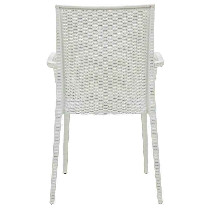 Weave Mace Indoor/Outdoor Chair (With Arms) White Leisuremod