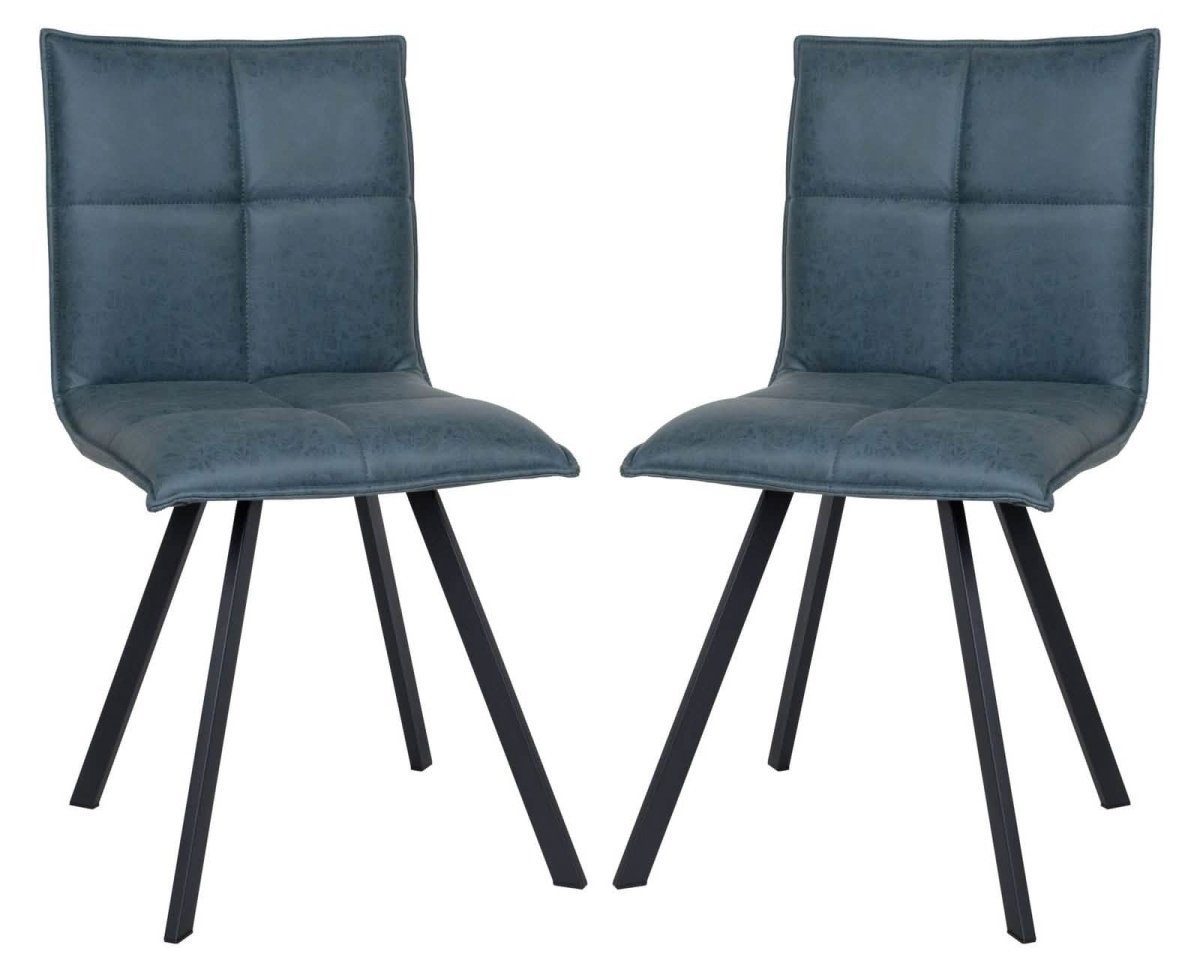 Wesley Modern Leather Dining Chair With Metal Legs Set of 2