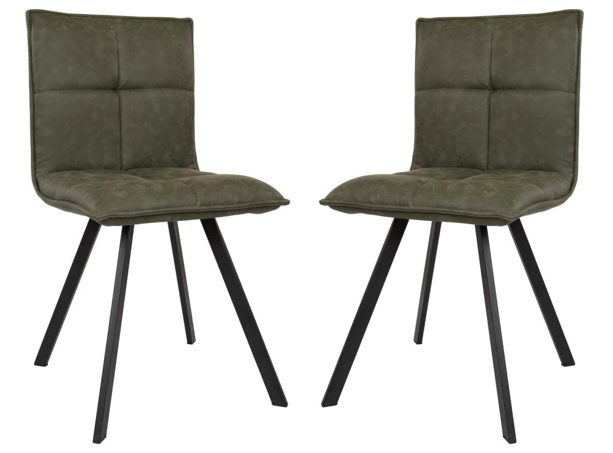 Wesley Modern Leather Dining Chair With Metal Legs Set of 2