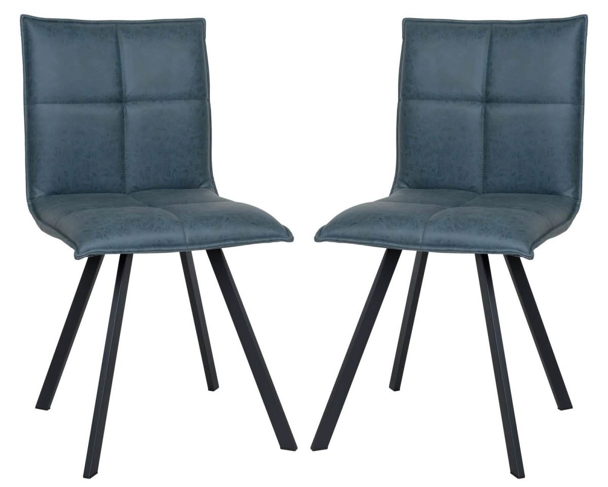 Wesley Modern Leather Dining Chair With Metal Legs Set of 2